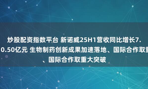 炒股配资指数平台 新诺威25H1营收同比增长7.99%至10.50亿元 生物制药创新成果加速落地、国际合作取重大突破
