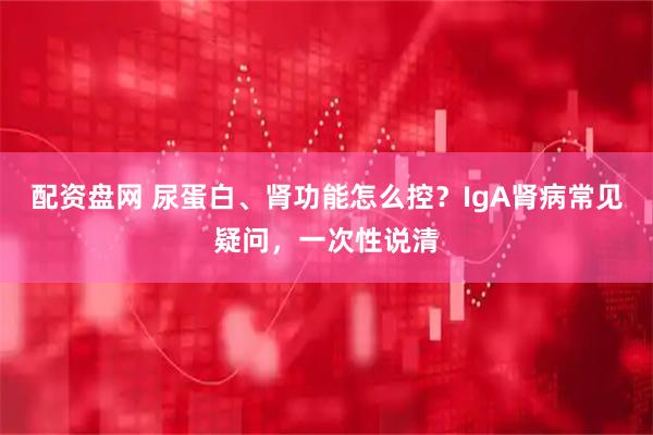 配资盘网 尿蛋白、肾功能怎么控？IgA肾病常见疑问，一次性说清
